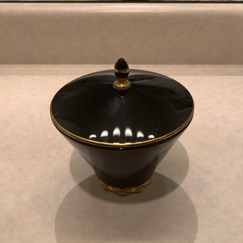 Vintage Black and Gold glass Jar